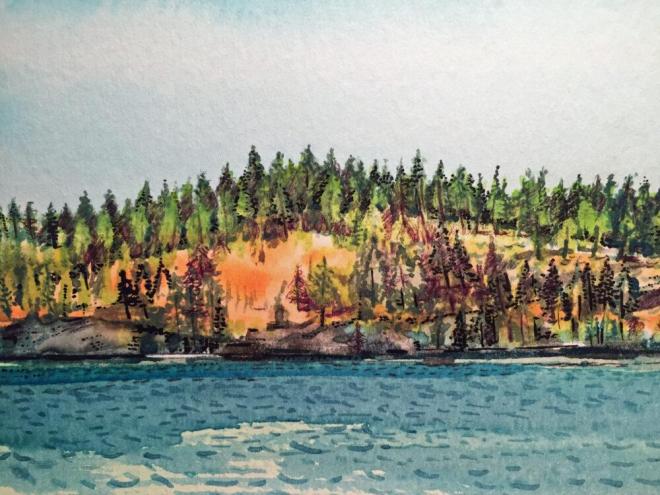 Spirit Lake, watercolor by Mike Chambers