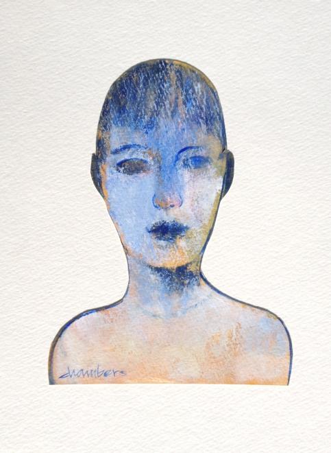 Ruby Two Blue, acrylic on watercolor paper, by Michael Chambers