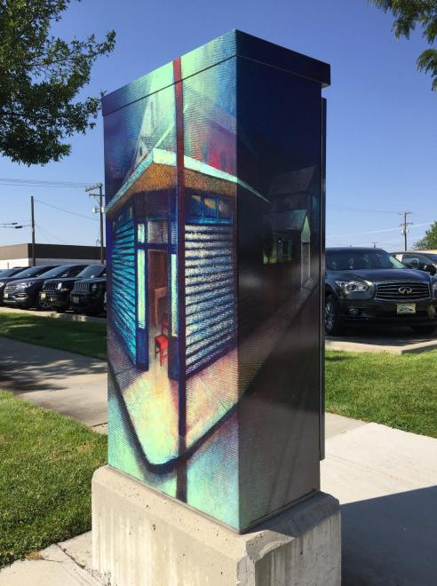 Just Around the Corner, traffic box at 23rd and Main Streets, Boise