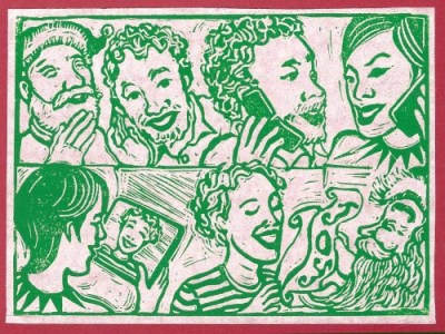 2012 - Christmas Card - linocut - block print - Michael Chambers - art