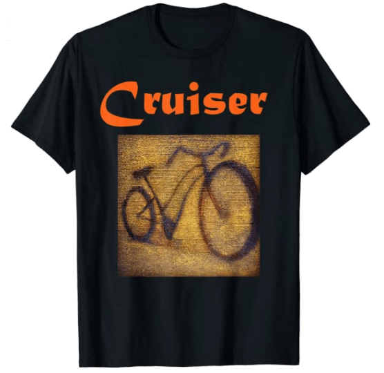 Tee shirt with picture of a cruiser-style bicycle