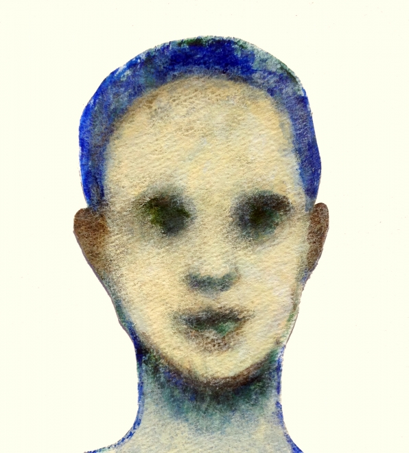 The Blue Ghost, acrylic on watercolor paper, Michael Chambers