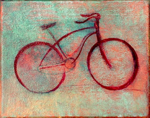Ready Bike - oil on canvas - Michael Chambers - painting - art - 5 x 7 inches - wp