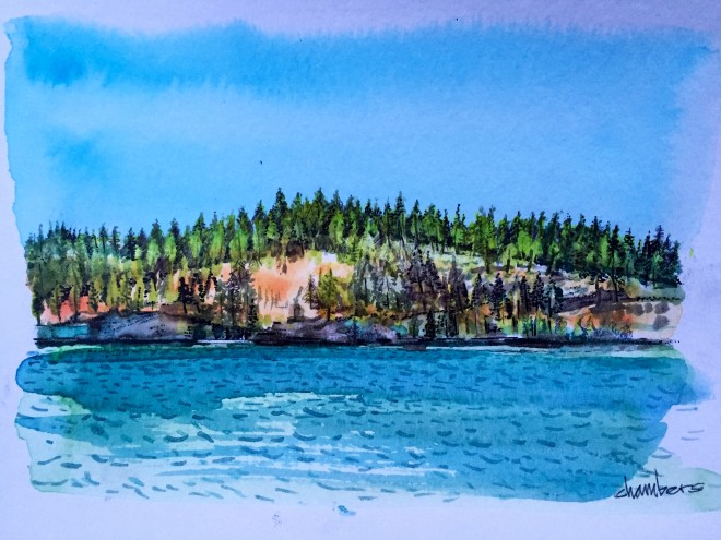 Spirit Lake #2, watercolor and ink, Michael Chambers