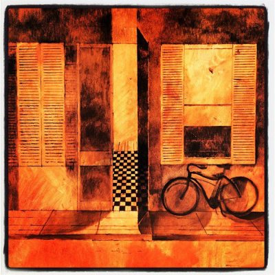 Bike-Alley-in-the-Fall-oil-painting-in-progress-bike art