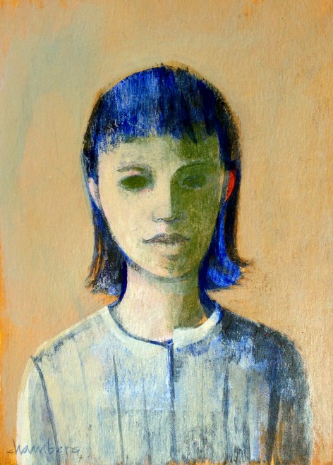 Ruby Blue, 7 x 5 inches, acrylic on paper, by Michael Chambers