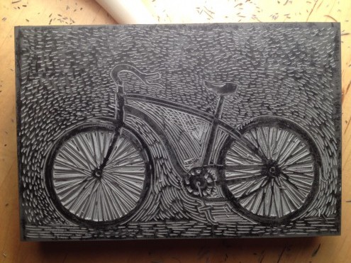 The linocut bike block