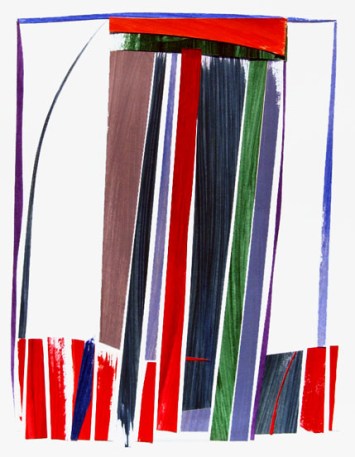 Greenbelt Door, collage: painted paper on bristol board, 15 x 12 inches