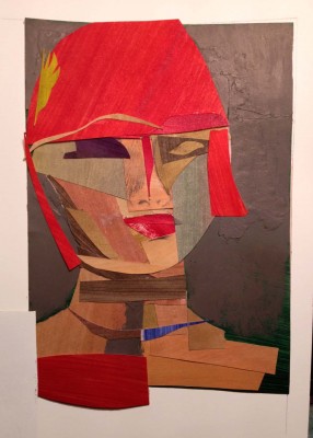 Princess Hefe Feather Hat - Michael Chambers - art - collage - painted paper - FB 2