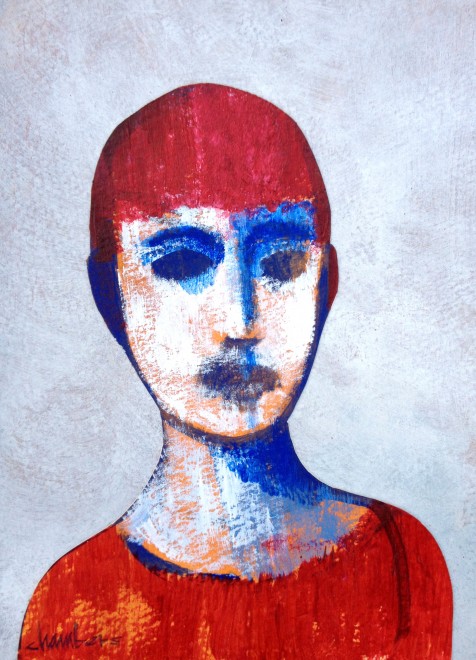 Ruby Thursday, acrylic on paper, 7 x 5 inches