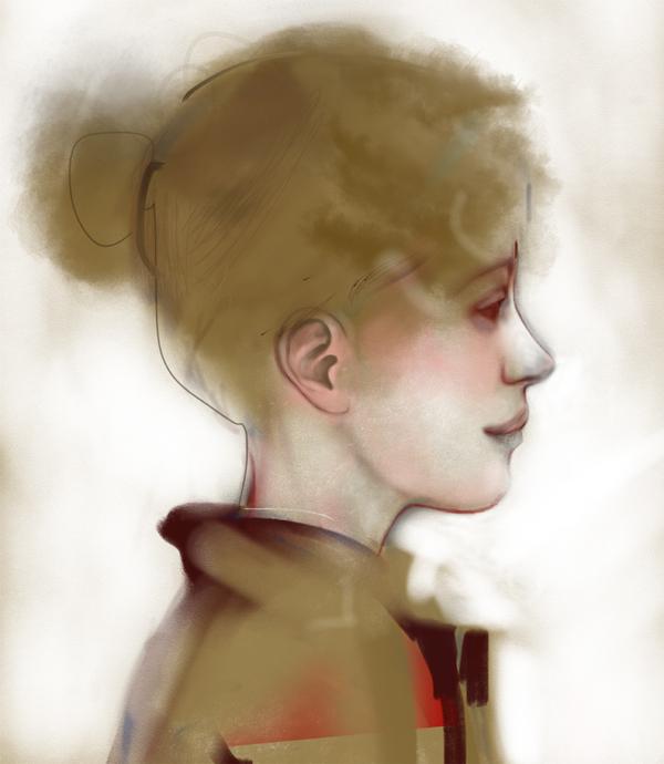 Julie in Progress, digital painting by Mike Chambers