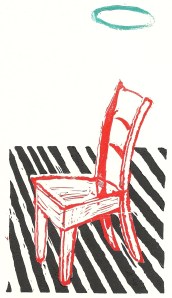 Saint's Chair, edition of 20, three-color block print on rice paper