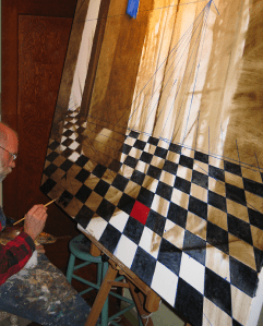 Painting a square on Big Spirit Room - 48 x 60 inches - oil on canvas - 2010