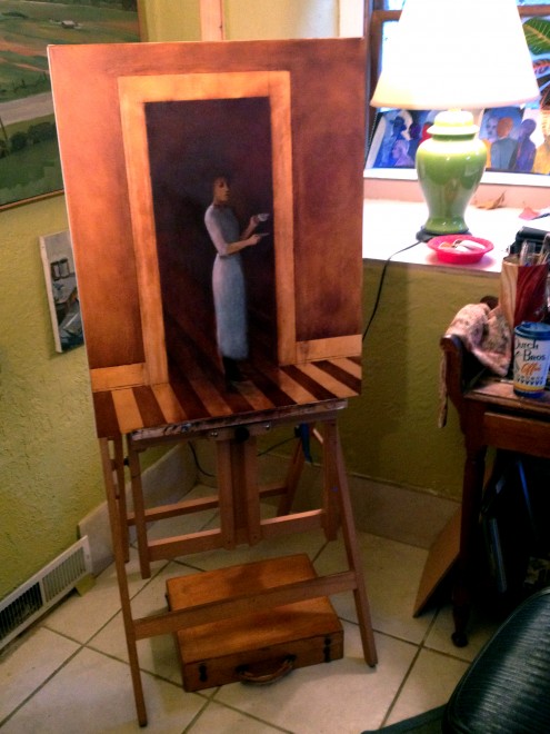 Michael Chambers, painting in process