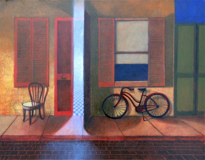 Bike Alley, oil on canvas, Michael Chambers