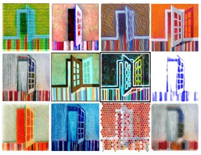 Variations on a Door - Michael Chambers - art - french doors - stripes - painting - oil on canvas