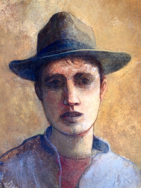 Wanted, acrylic on watercolor paper, 5 x 7 inches