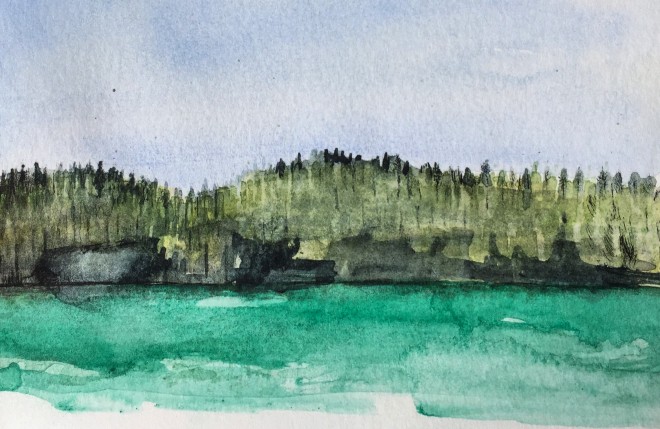 Spirit Lake #1, watercolor and ink, Michael Chambers