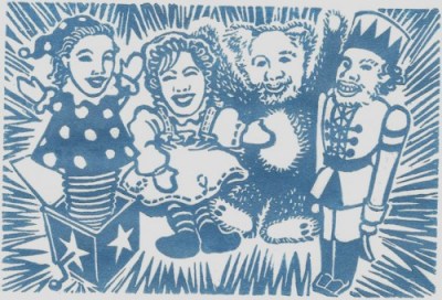 2010 Christmas Card - linocut - block print - Michael Chambers - art