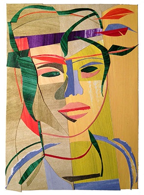 Princess Feather Hat, painted paper collage