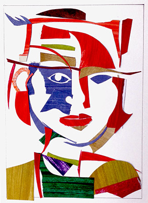 Princess Feather Hat 4 - collage with painted paper - Michael Chambers - art - final 1 - web